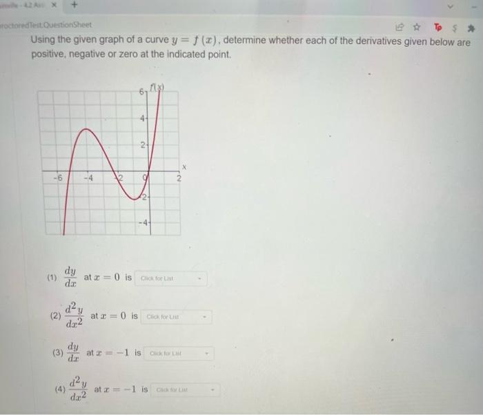 Solved Using the given graph of a curve y=f(x), determine | Chegg.com