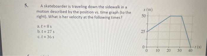 Solved 5. A skateboarder is traveling down the sidewalk in a | Chegg.com