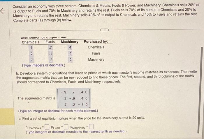 Solved Consider an economy with three sectors, Chemicals \& | Chegg.com