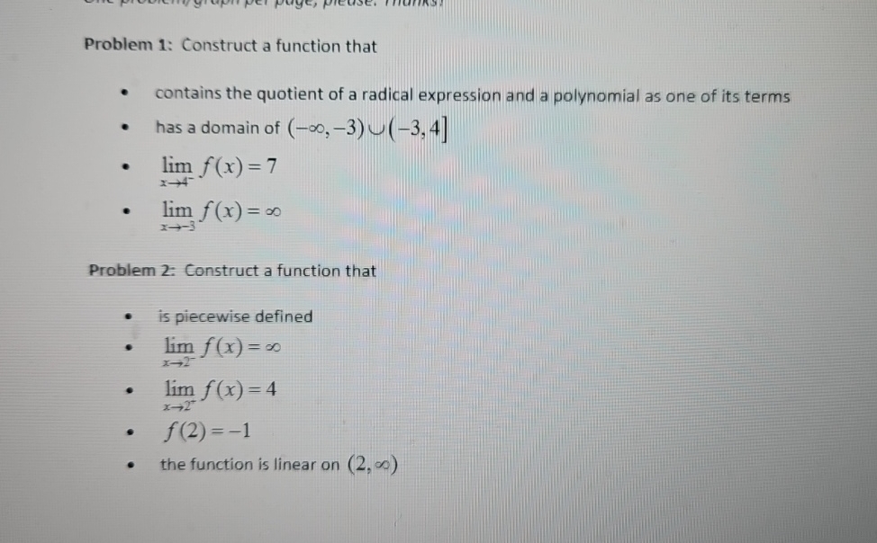Solved Problem 1: Construct a function thatcontains the | Chegg.com