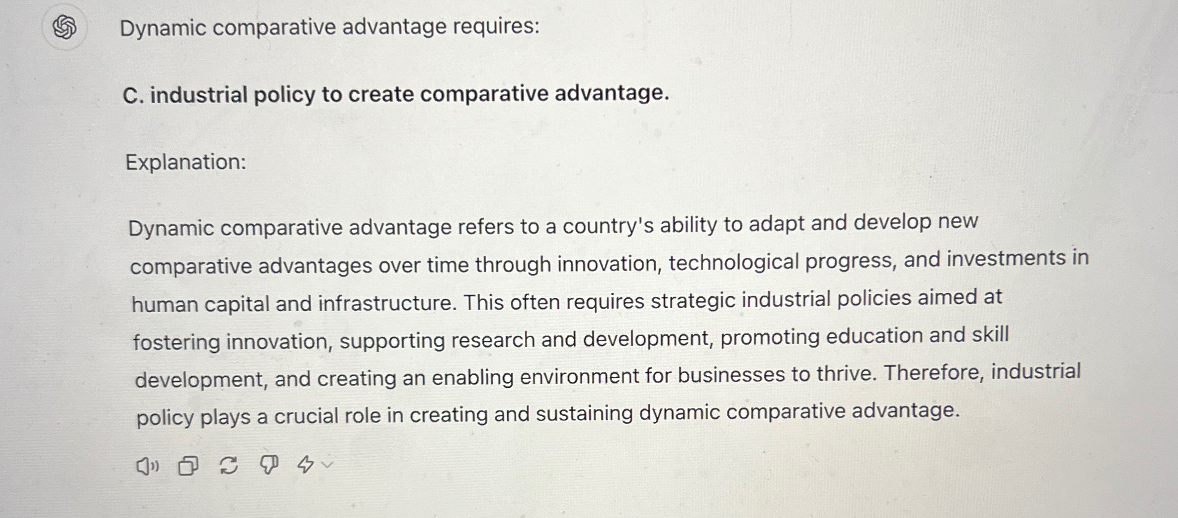 Solved Dynamic comparative advantage requires:C. ﻿industrial | Chegg.com