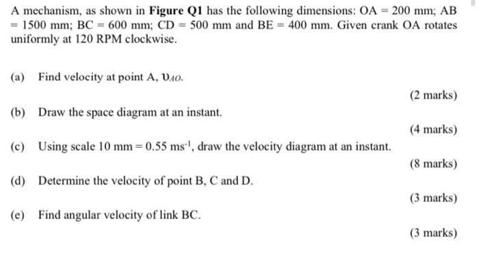 Solved A mechanism, as shown in Figure Q1 has the following | Chegg.com