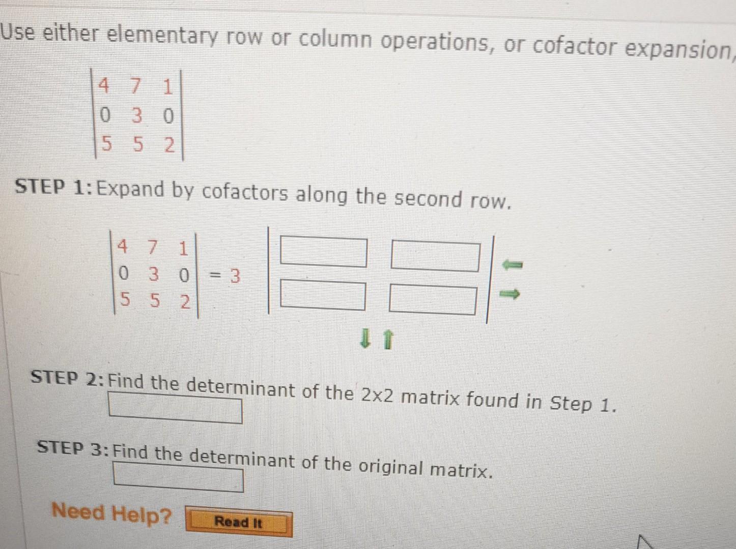 Solved Use either elementary row or column operations or Chegg