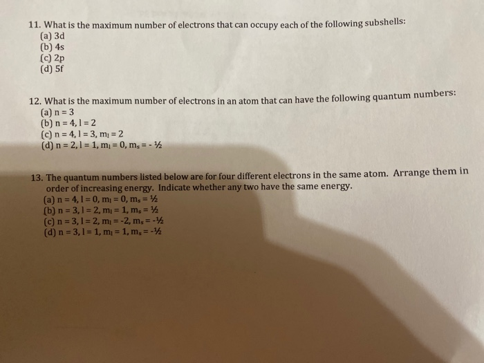 Solved 11. What is the maximum number of electrons that can | Chegg.com