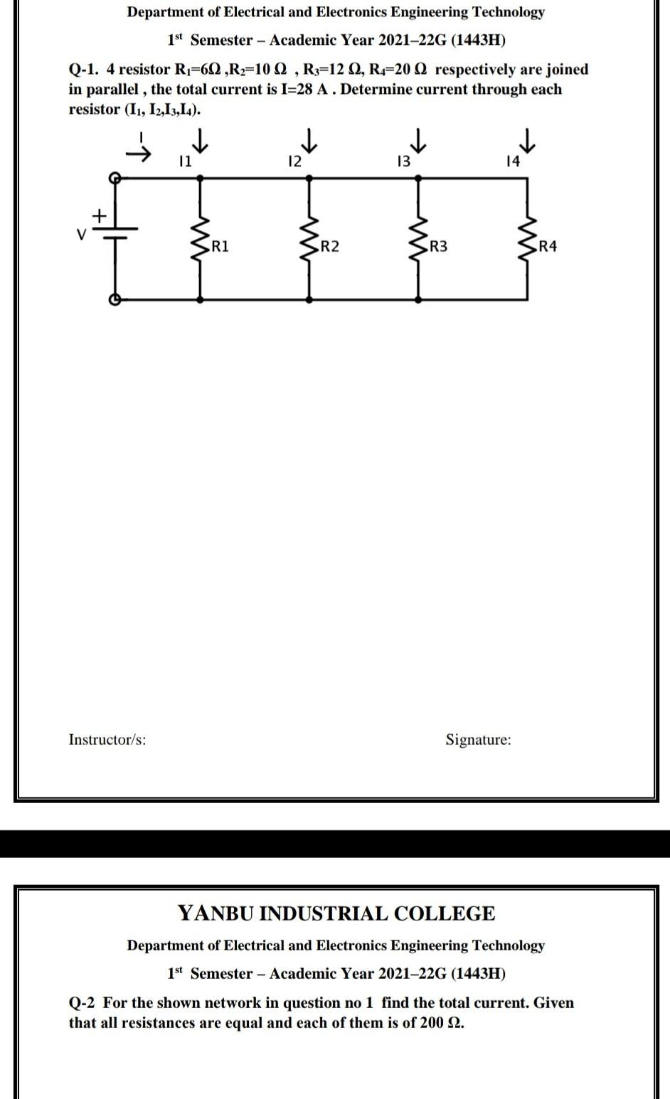 Solved Department Of Electrical And Electronics Engineering | Chegg.com