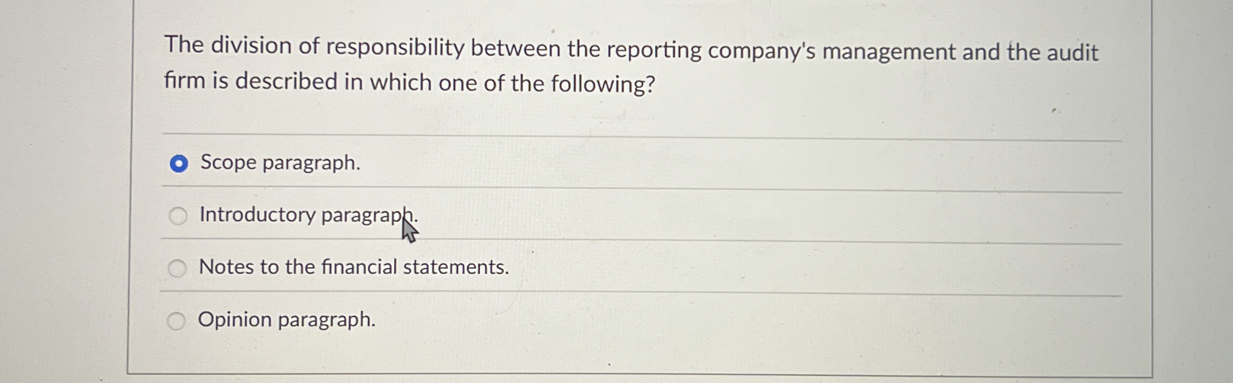Solved The division of responsibility between the reporting | Chegg.com