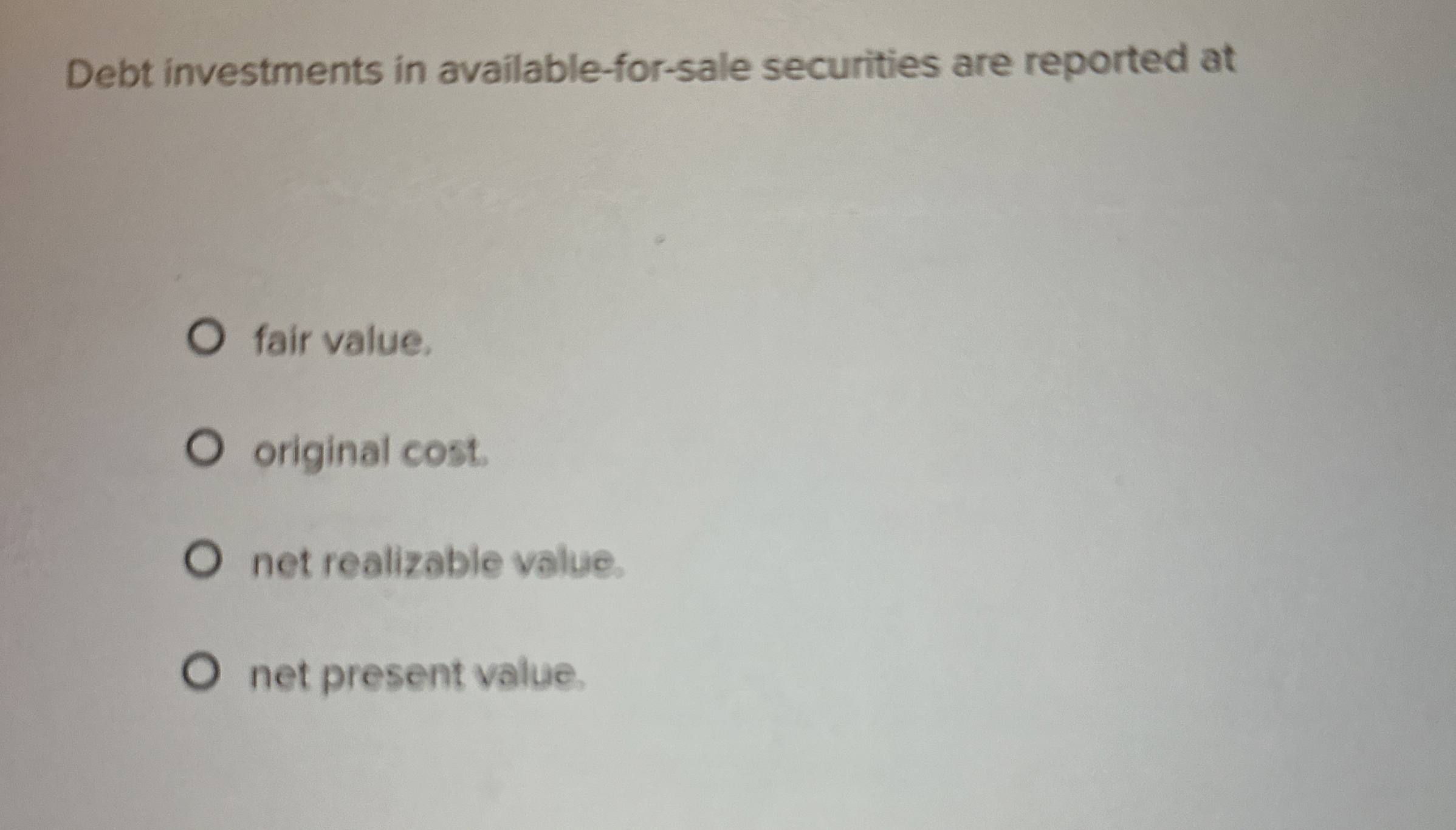 Solved Debt investments in available-for-sale securities are | Chegg.com