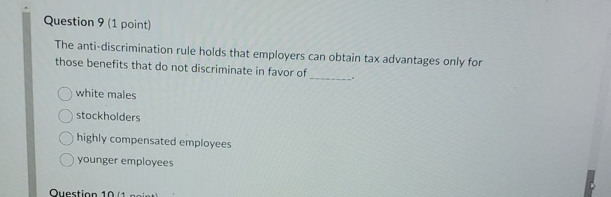 Solved Question 9 (1 point)The anti-discrimination rule | Chegg.com