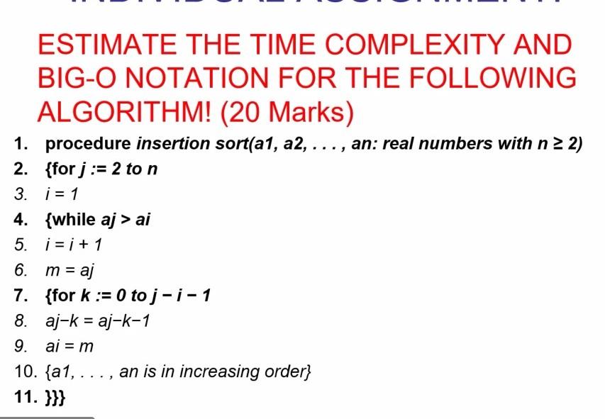 Solved ESTIMATE THE TIME COMPLEXITY AND BIG-O NOTATION FOR | Chegg.com