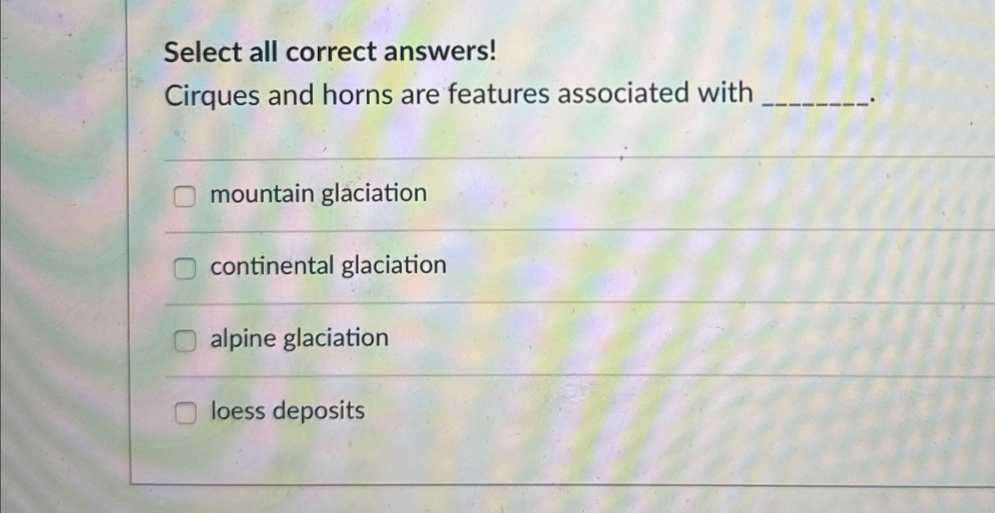 Solved Select All Correct Answerscirques And Horns Are