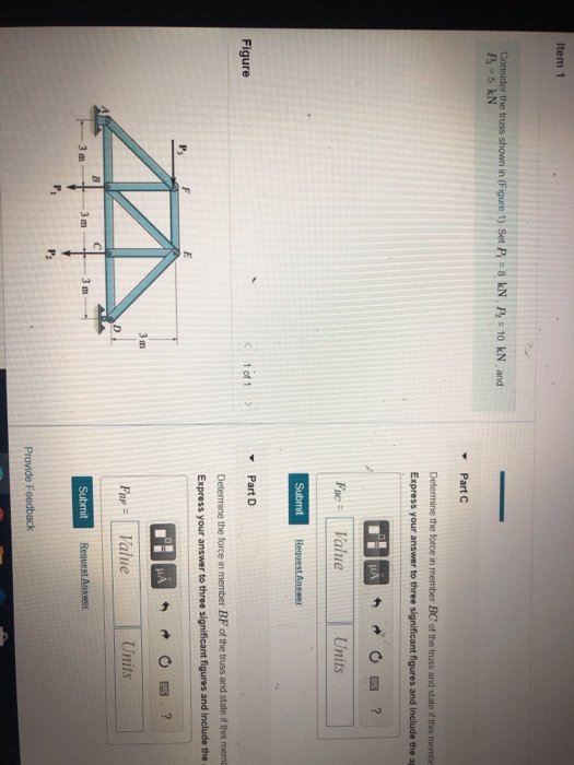 Solved Item 1 Consider the truss shown in (Figure 1). Set P | Chegg.com