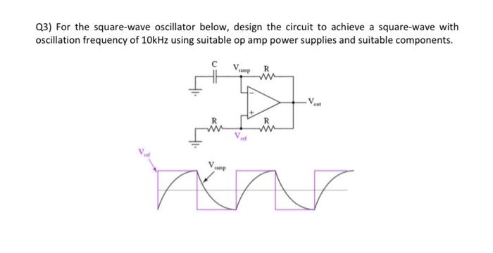 Solved Q3) For the square-wave oscillator below, design the | Chegg.com