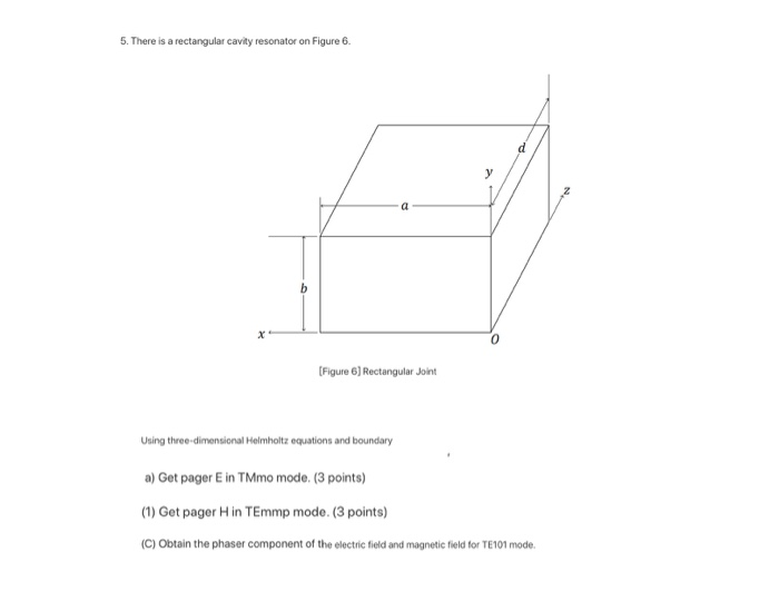 Solved 5. There is a rectangular cavity resonator on Figure