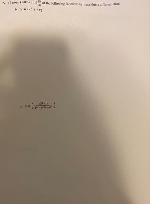 Solved 5. (4 Points Each) Find Of The Following Functions By | Chegg.com