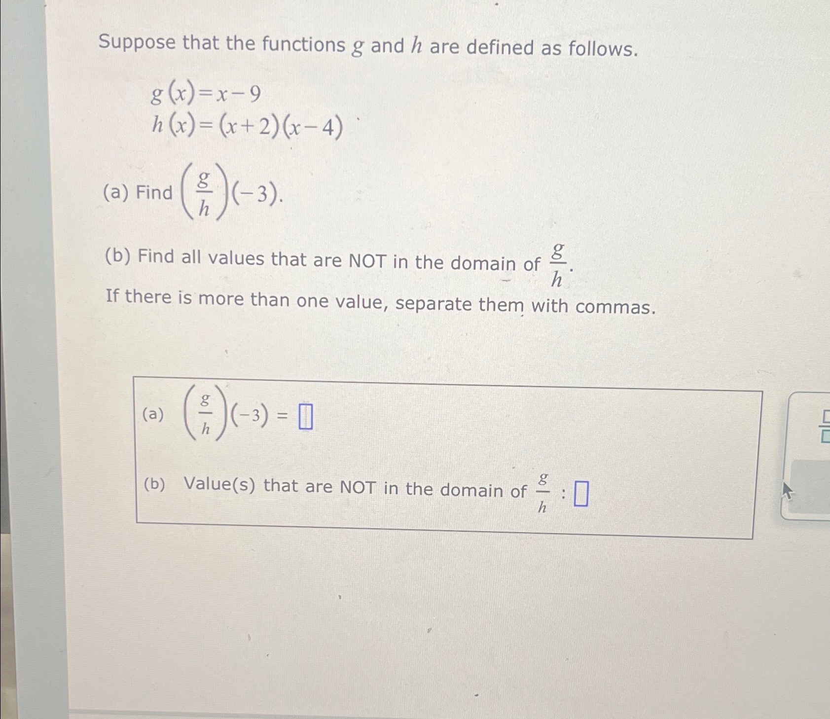 Solved Suppose That The Functions G ﻿and H ﻿are Defined As