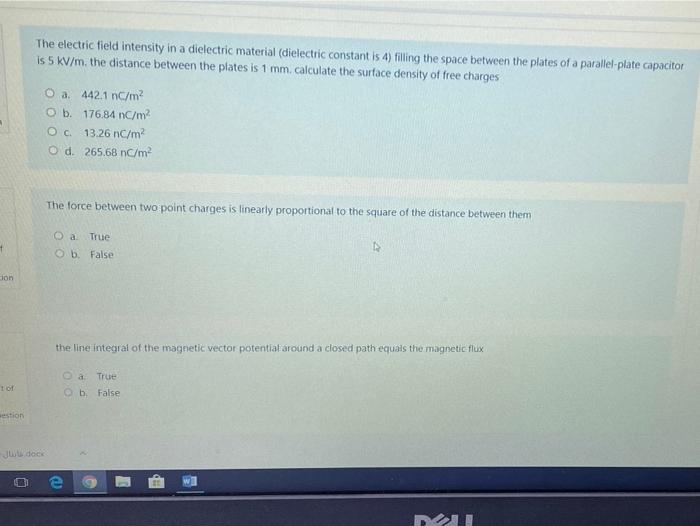Solved VODICE English (en) The electric field intensity in a | Chegg.com
