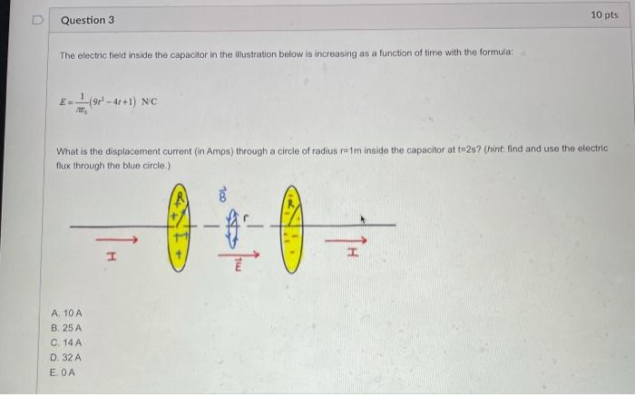 Solved 10 pts Question 3 The electric field inside the | Chegg.com