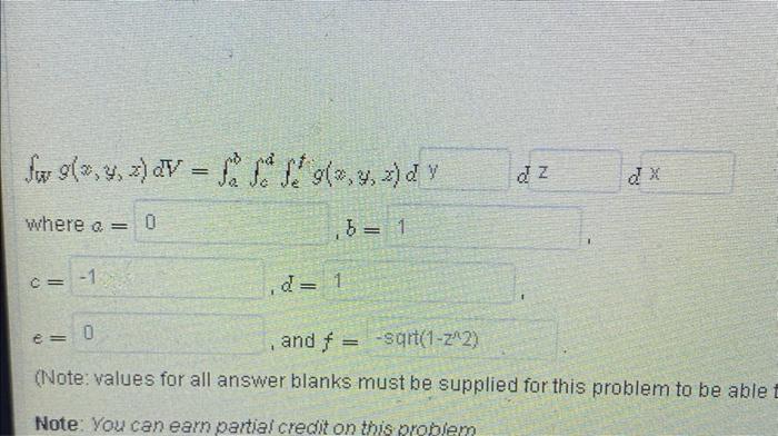 Solved Preblem 9 ∫wg X Y X Dv ∫a3∫cd∫efg X Y X D Where A B