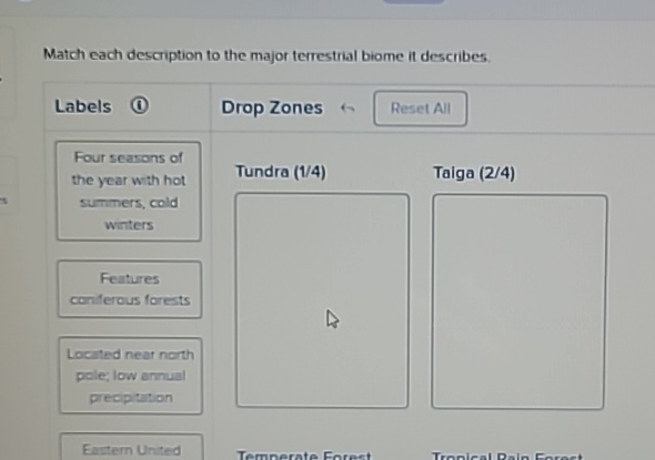 Solved Match Each Description To The Major Terrestrial Biome | Chegg.com