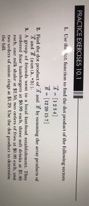 Function A Lot Task Example Solved PRACTICE EXERCISES 10.1 1. Use the lot function to | Chegg.com