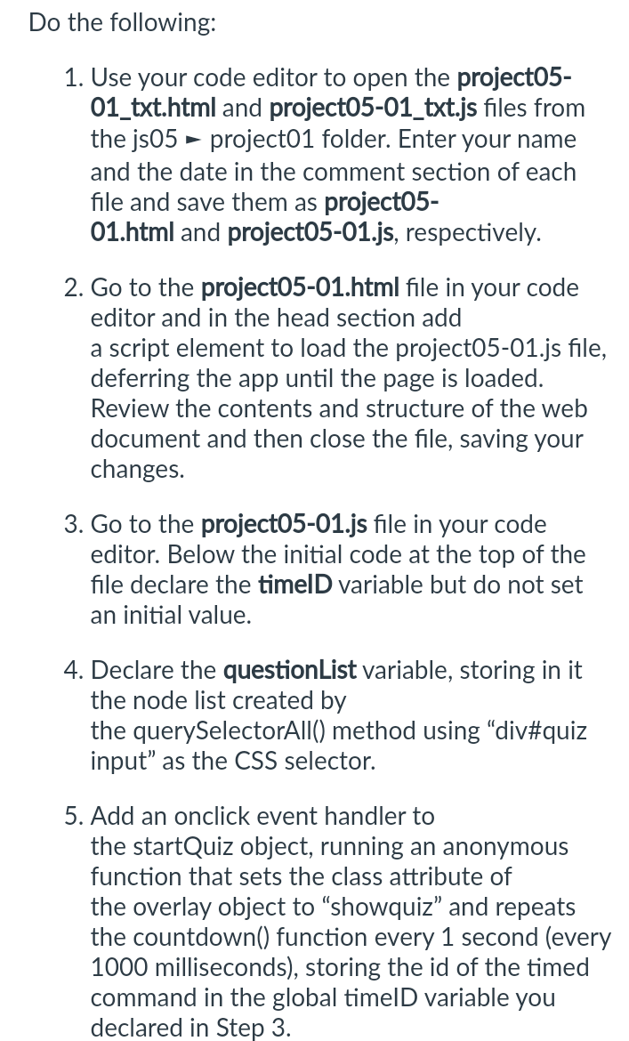 Solved Do the following: 1. Use your code editor to open the | Chegg.com