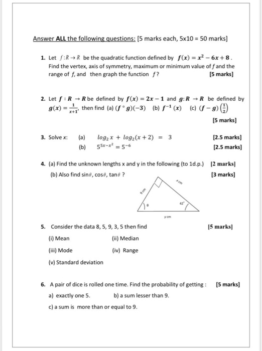 Solved Answer ALL the following questions: [5 marks each, | Chegg.com