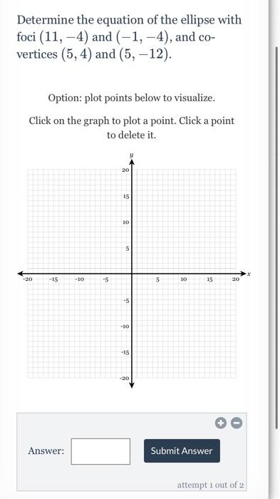 Solved Determine the equation of the ellipse with foci | Chegg.com