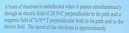 Solved A beam of electrons is undeflected when it passes | Chegg.com