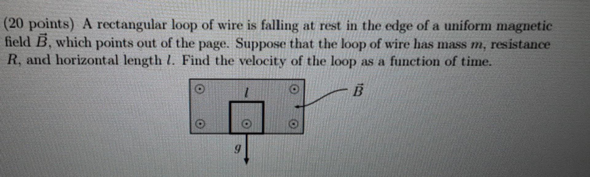 Solved (20 points) A rectangular loop of wire is falling at | Chegg.com