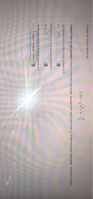 Solved FORMATTING Consider the function defined by +3 | Chegg.com