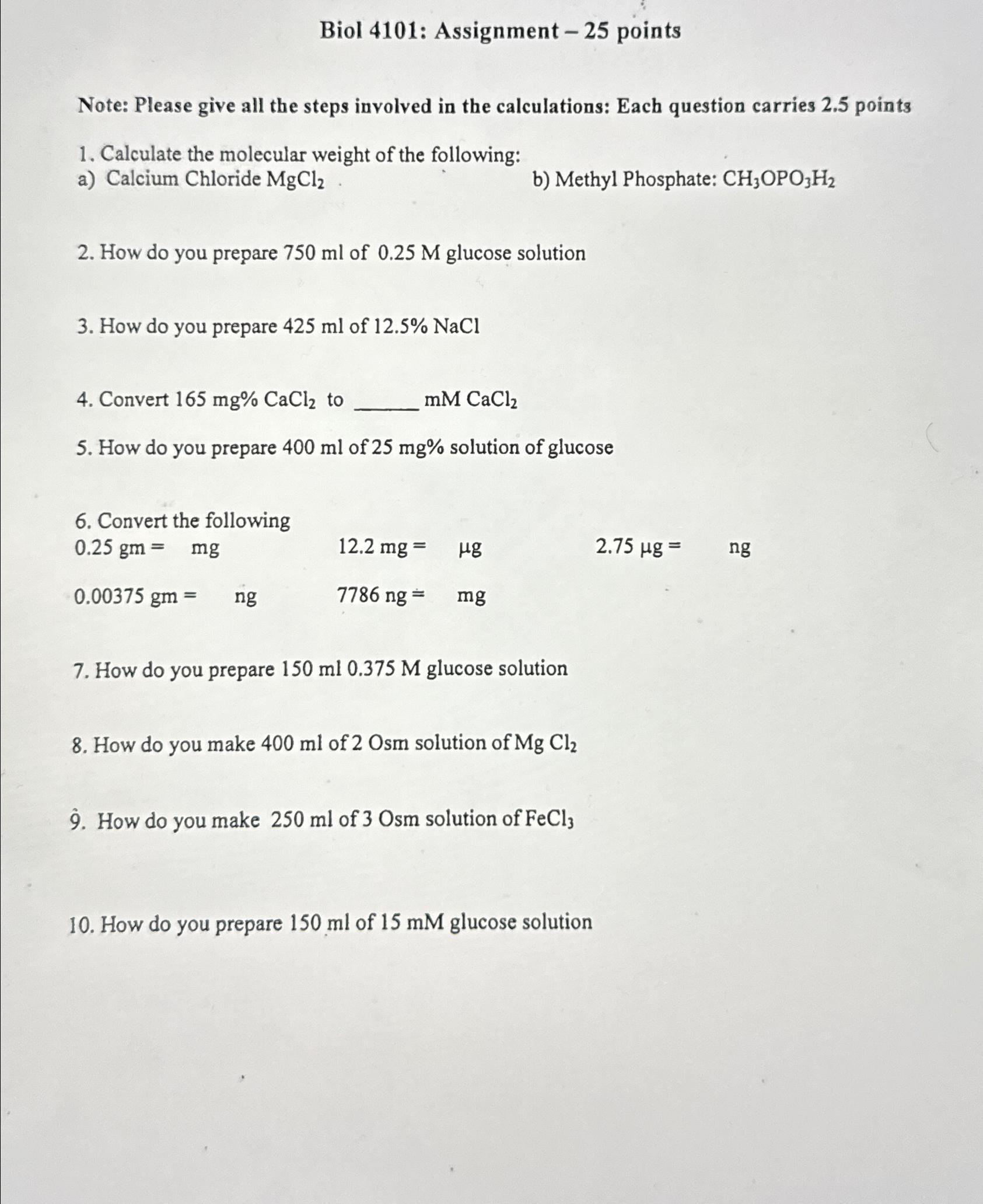 biol 133 lab assignment 3 chemistry of life