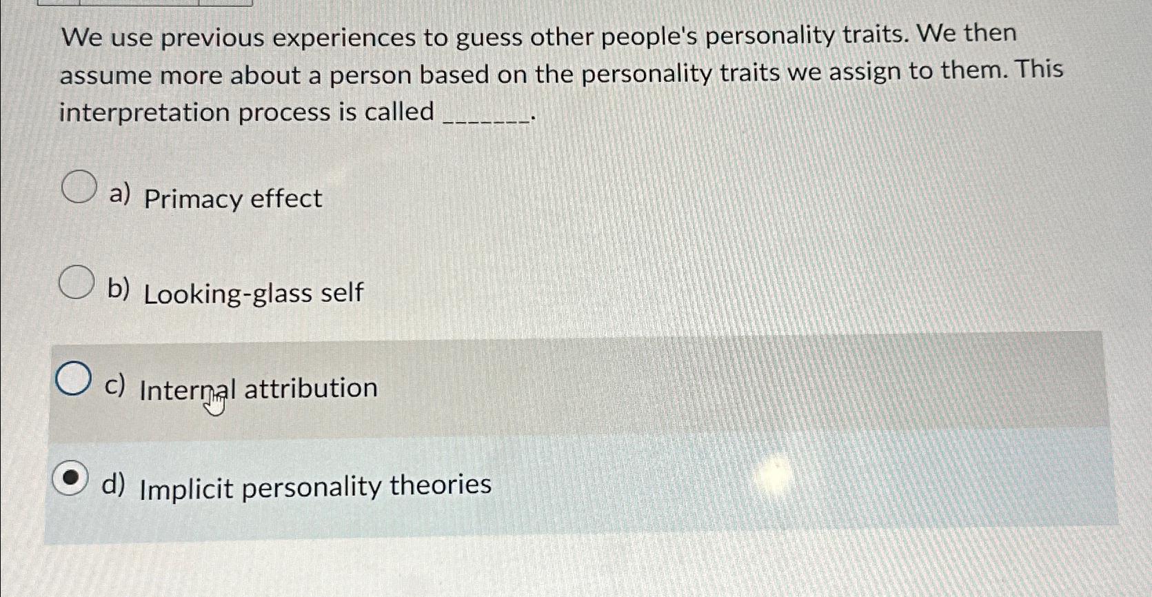 Solved We use previous experiences to guess other people's | Chegg.com