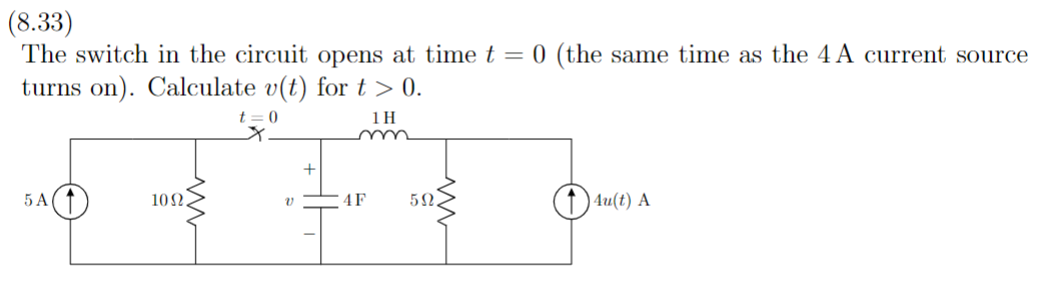 Solved (8.33)The switch in the circuit opens at time | Chegg.com