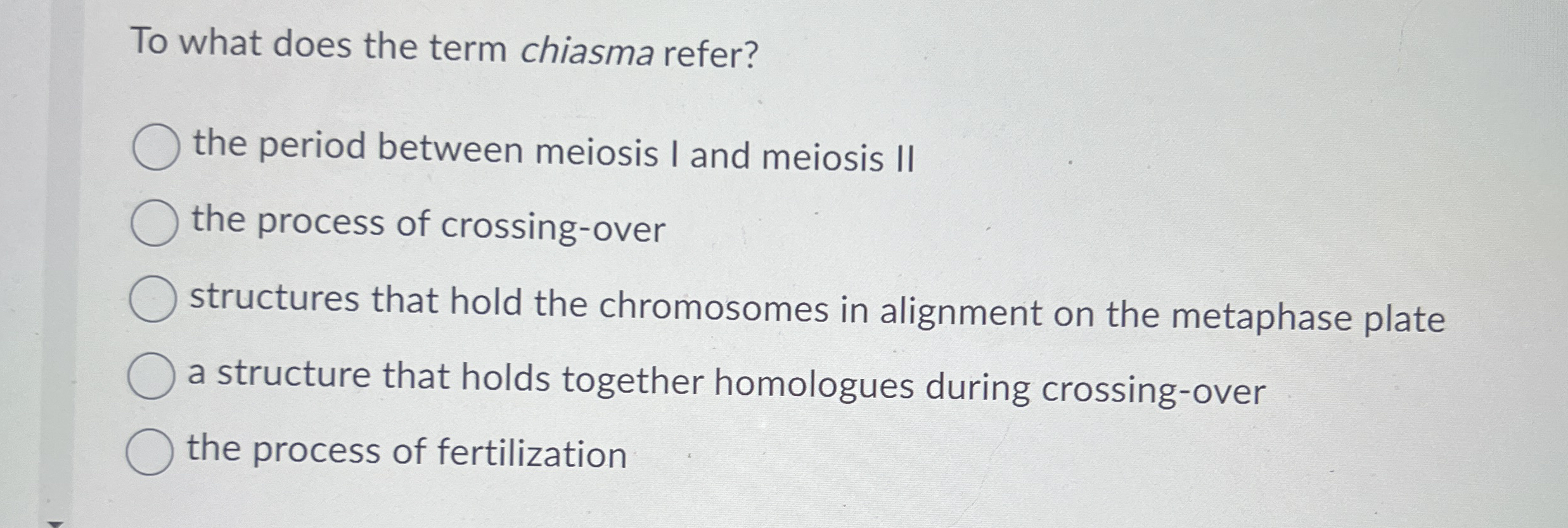 Solved To what does the term chiasma refer?the period