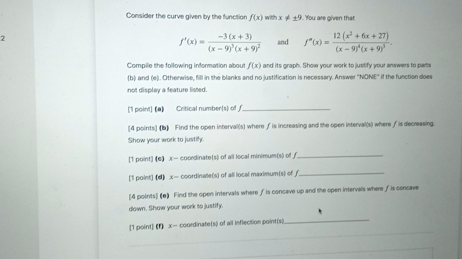 Solved Consider the curve given by the function f(x) with x | Chegg.com