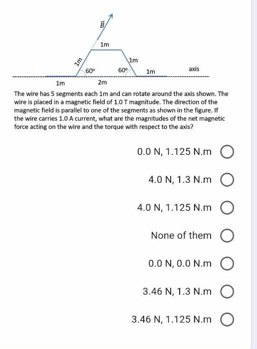 Solved 100 1m 1m 1m 2m 60° 60° 1m Axis 1m The Wire Has 5 | Chegg.com