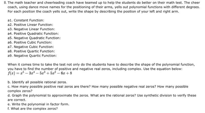 Solved 8. The math teacher and cheerleading coach have 