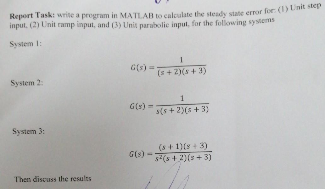 Solved Report Task: write a program in MATLAB to calculate | Chegg.com