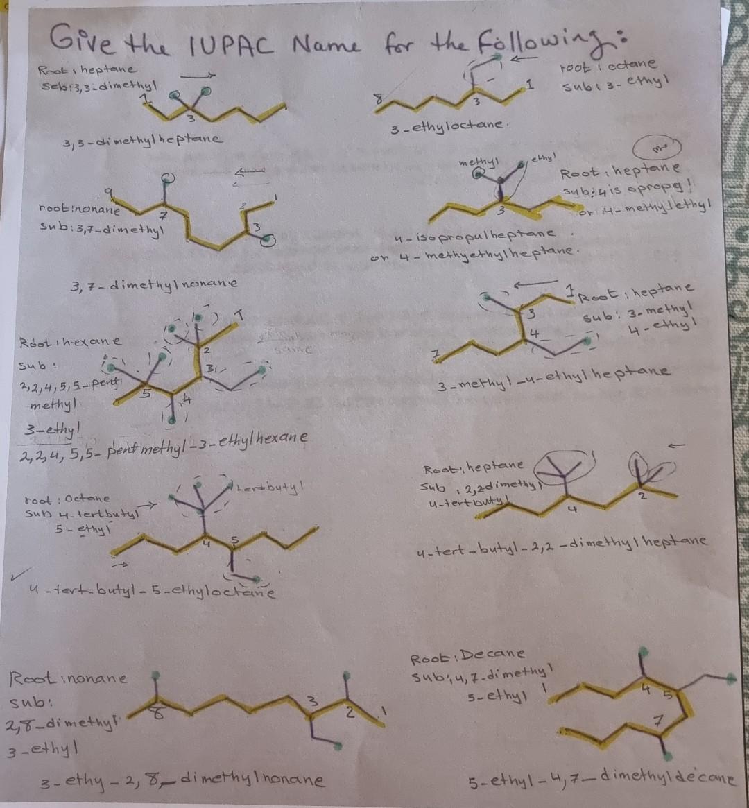 Solved Give the IUPAC Name for the following: Root, heptane | Chegg.com