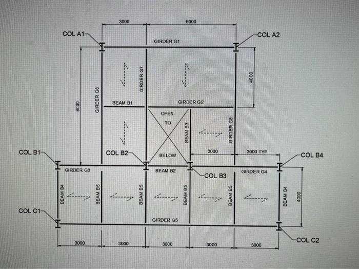 Solved 3000 6000 COL A1 COL A2 GIRDER G1 I 2 GIRDER G7 Chegg