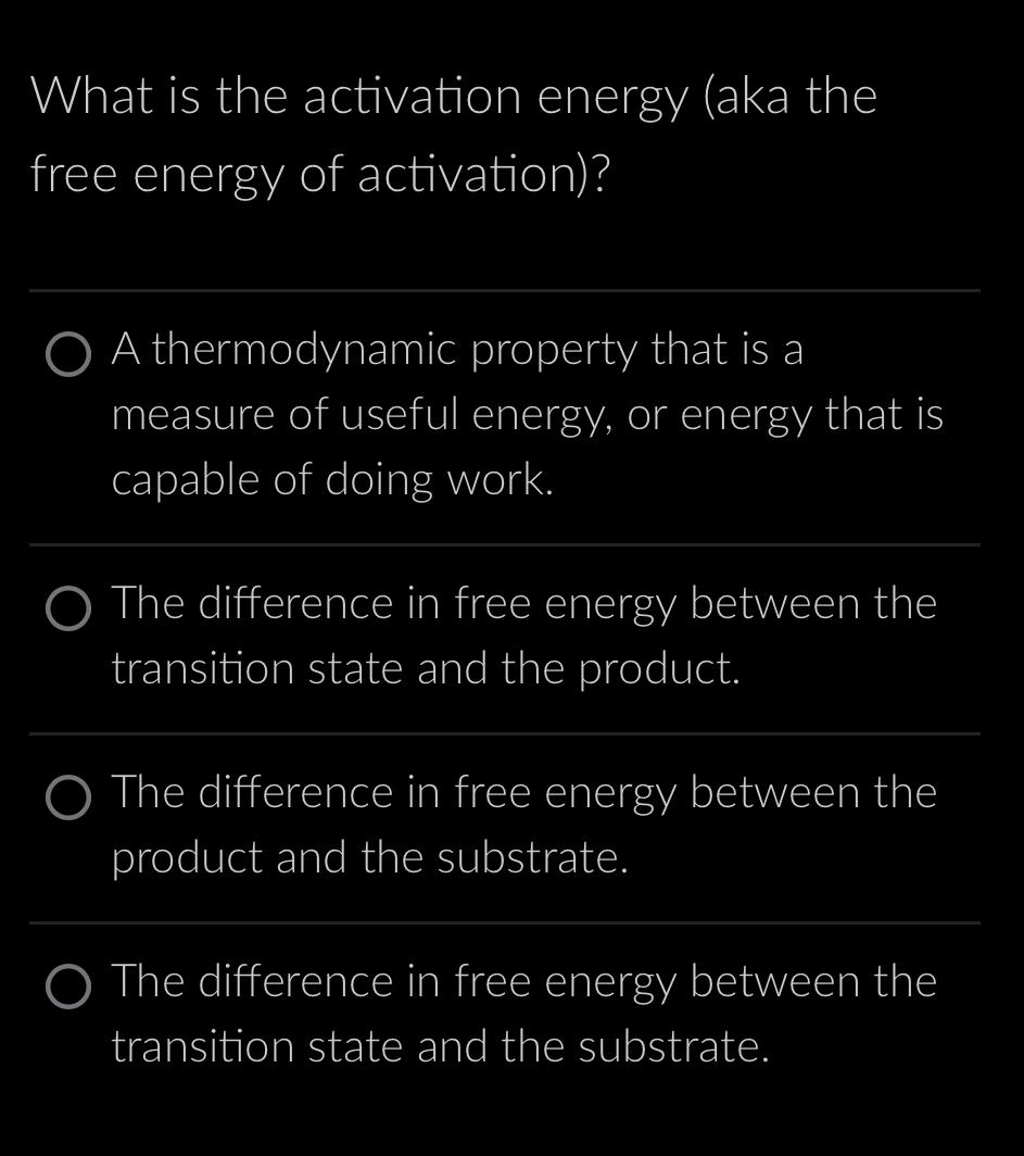 Solved What is the activation energy (aka the free energy of | Chegg.com