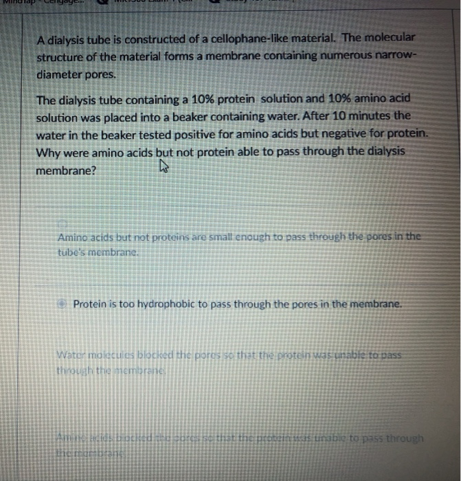 Solved A dialysis tube is constructed of a cellophanelike