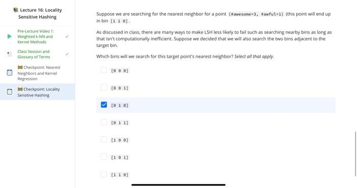 Solved Consider the LSH example shown in class with 4 lines | Chegg.com