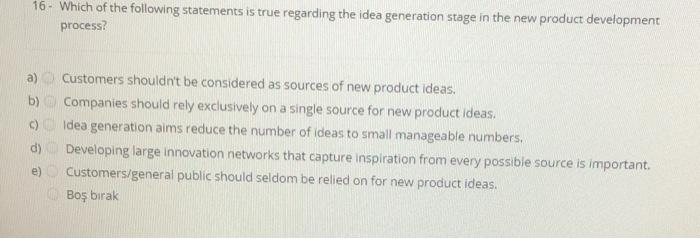 Solved 16 - Which of the following statements is true | Chegg.com