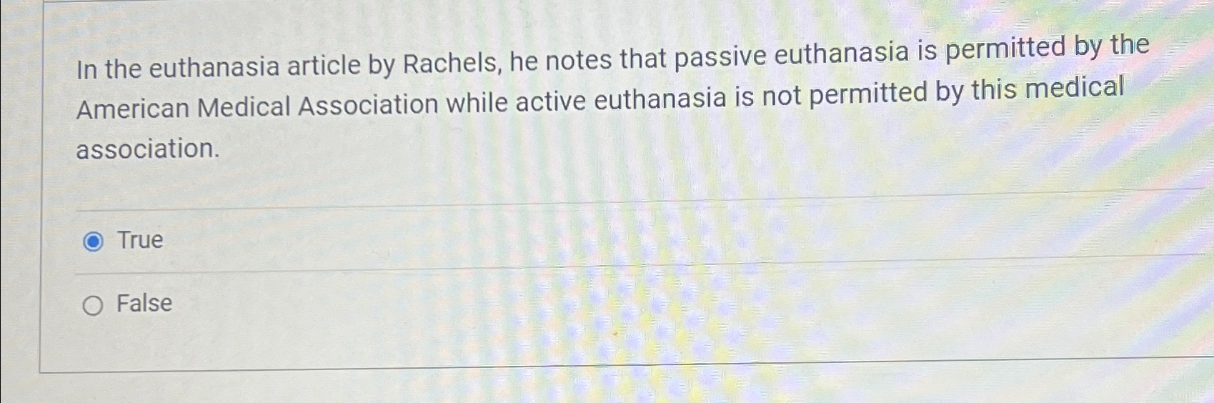 Solved In the euthanasia article by Rachels, he notes that | Chegg.com