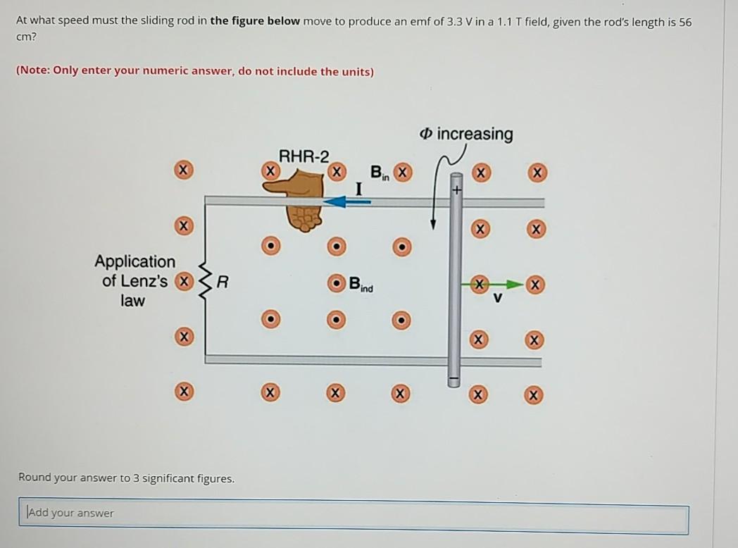 Solved At what speed must the sliding rod in the figure | Chegg.com