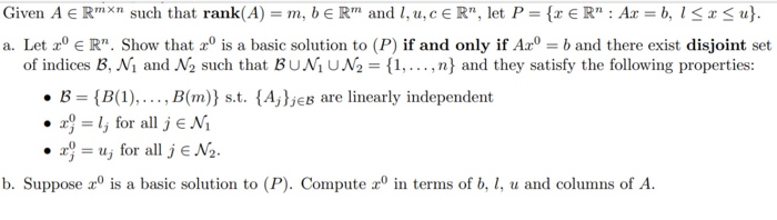 Given A E Rmxn Such That Rank A M B Rm And 1 Chegg Com