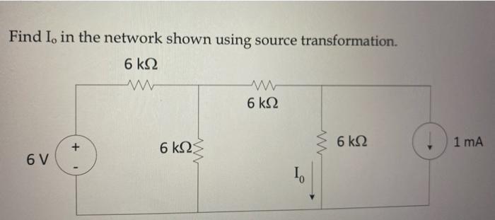 Solved Find I, In The Network Shown Using Source | Chegg.com