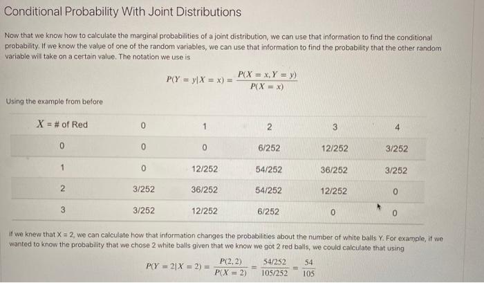 Solved Conditional Probability With Joint Distributions Now | Chegg.com