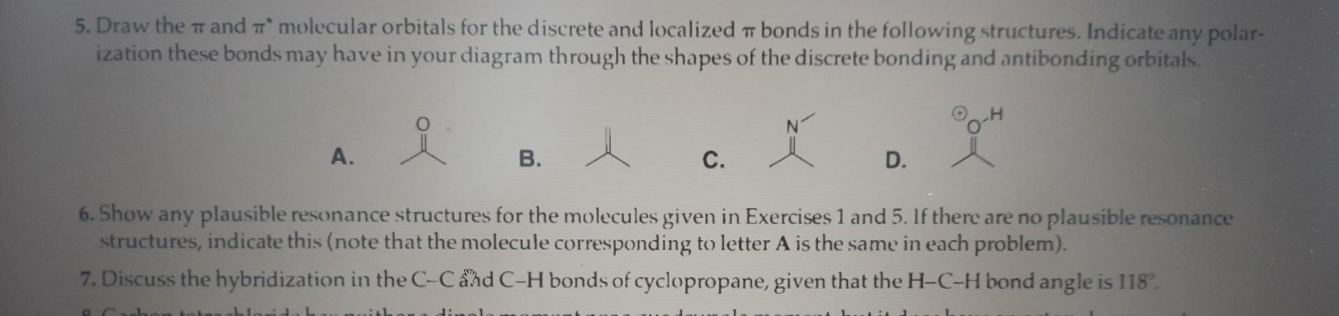 Solved 5. Draw the π and π " molecular orbitals for the | Chegg.com